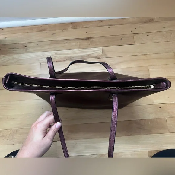 Coach Deep Burgundy Leather Tote - Picture 6 of 12